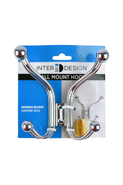 Interdesign York Lyra Wall Mount Quad Hook Silver Small/Medium