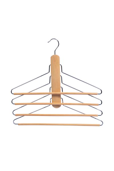 Yikai 4-Tier Trouser Hanger Beige and Silver