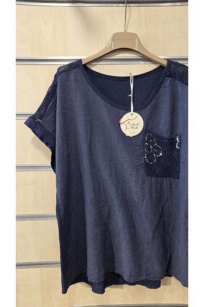 Park Moda Bluză italiană din dantelă cu o singură buzunar