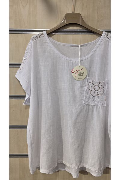 Park Moda Ιταλική μπλούζα με δαντέλα με μονή τσέπη