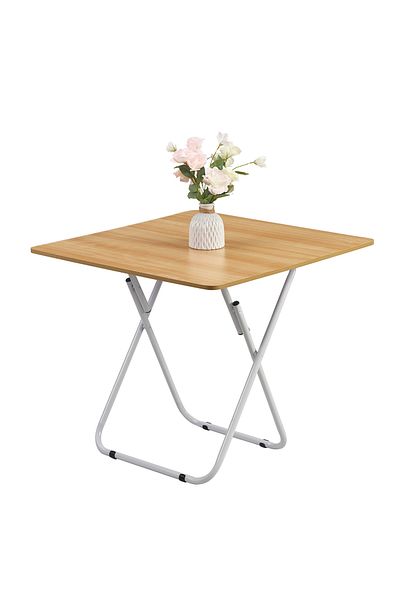 Lawazim Foldable Square Table - 70x70x81.5cm Iron Frame Table for Home and Outdoor Use