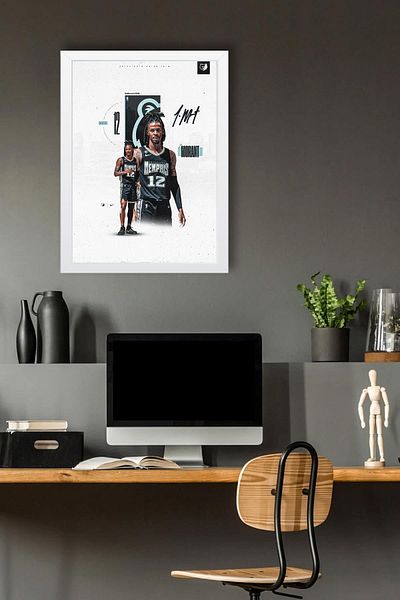 Saturn Ja Morant Framed Art Print - Memphis Grizzlies Nba Poster Painting