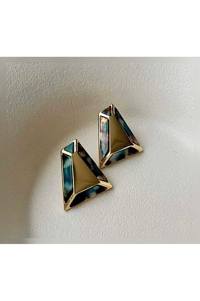 Çelik Leopard Geometric Earrings
