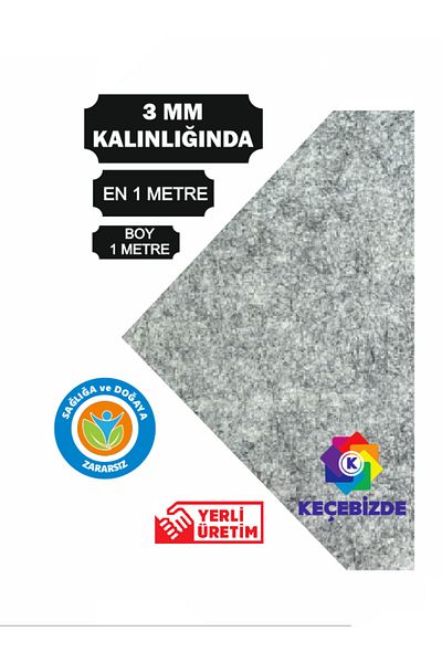 KeçeBizde Gray Thick Felt 3 mm Thickness 1 Mt