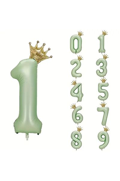 Mini Parti Mini Party Store Green Number Foil King with Crown