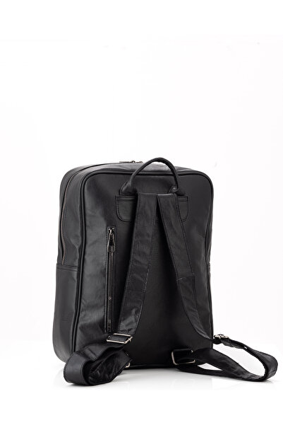 duarte deri Duarte Unisex Hakiki Deri Siyah Sırt Çantası