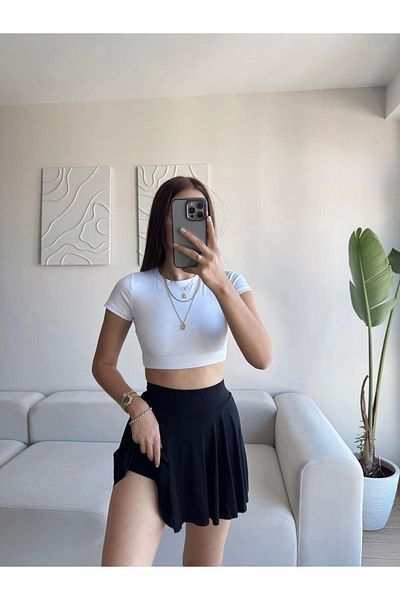 Zoom Butik Sandy Shorts Skirt - Black