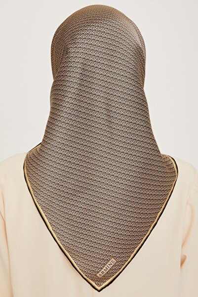 Armine İpek Eşarp 2025 Kış - 9250-31 Siyah Sarı Twill