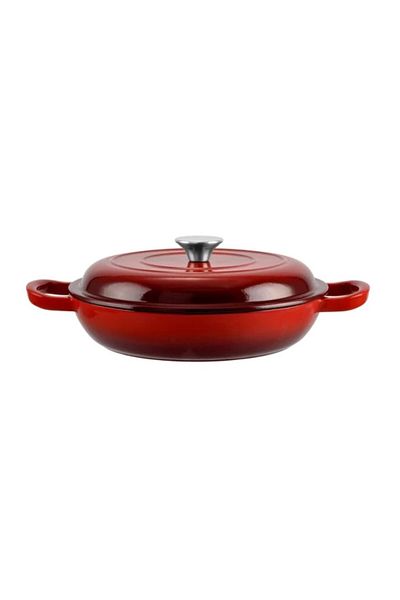 Perfect Home Enameled Cast Iron Saucepan With Lid 27 Cm – 10133, Red, Ideal For Roasting In The Oven
