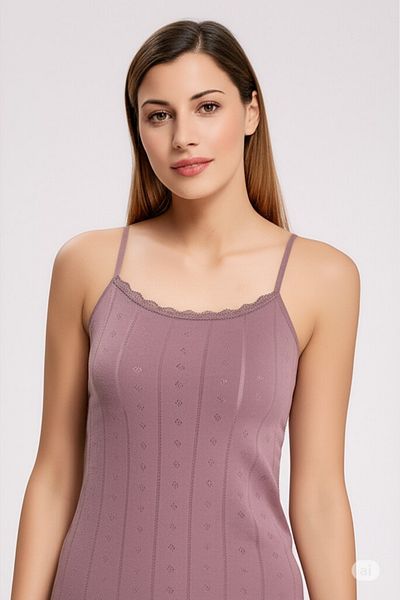 vory Women's White Thin Strap Jacquard Colorful Undershirt T-Shirt Vr.L20.23.123.Y01