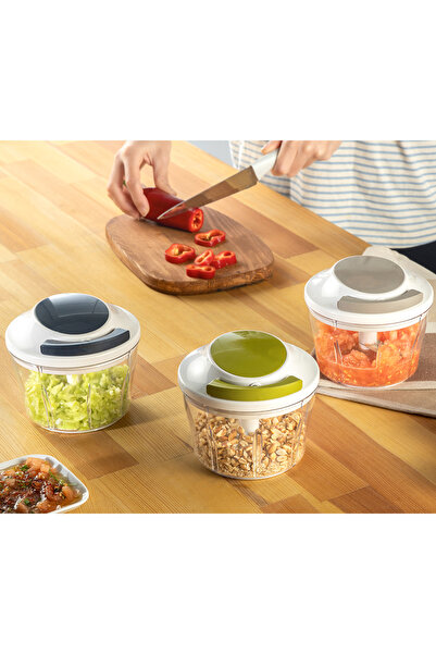 Mutfak Köşesi Roni Drawstring Hand Rondo – Press Mechanism, Stainless Triple Blade, 700ml Chopper Rondo with Chamber