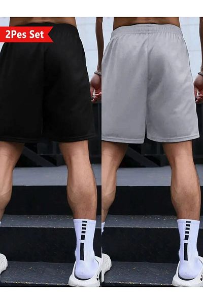 berfmoda 2 Pieces Black and Gray Shorts Anti-Sweat Fabric