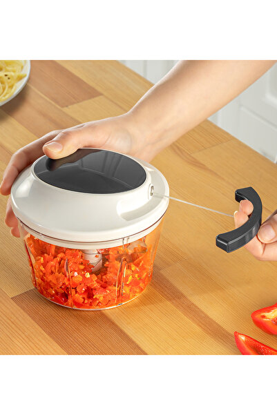 Mutfak Köşesi Roni Drawstring Hand Rondo – Press Mechanism, Stainless Triple Blade, 700ml Chopper Rondo with Chamber