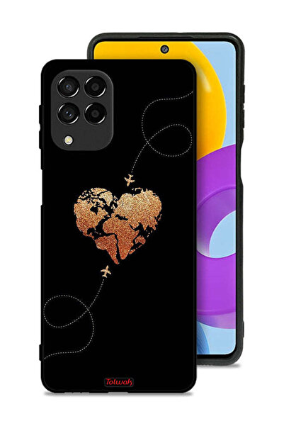 Tolwak Samsung Galaxy M53 Protective Case Cover Airplanes Touching Heart
