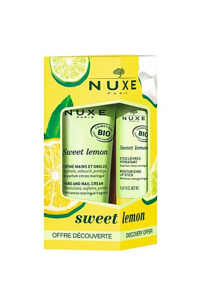 Nuxe Set Nuxe Sweet Lemon – Cremă hidratantă pentru mâini 30 ml și balsam de buze 4 g