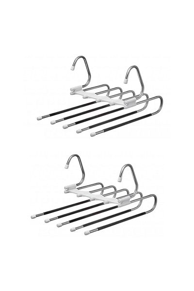 Generico Set of 2 hangers with 5 slots for pants Generico, 33 x 23.7 cm, stainless steel, plastic