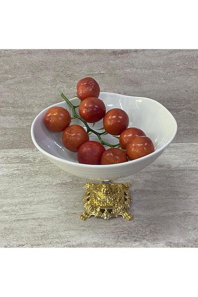 Altabi Porcelain Footed Bowl with Gold Foot 20 cm