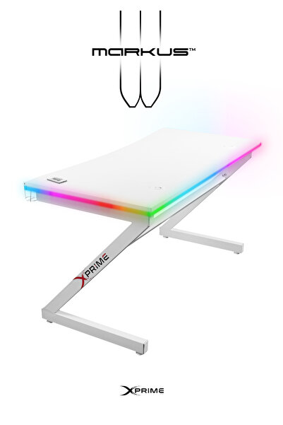 XPRİME xPrime Markus RGB Ledli Beyaz Pro Oyuncu Masası 160 CM