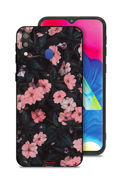 Tolwak غطاء حماية لهاتف سامسونج جالكسي M20 - لون الخوخ والورود الصغيرة
