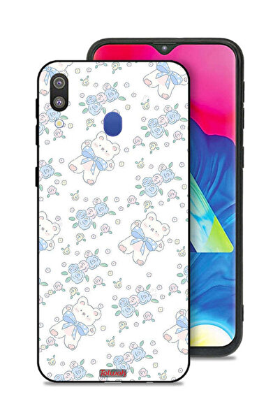 Tolwak غطاء حماية لهاتف سامسونج جالكسي M20 مع أيقونة دب تيدي لطيف وزهور