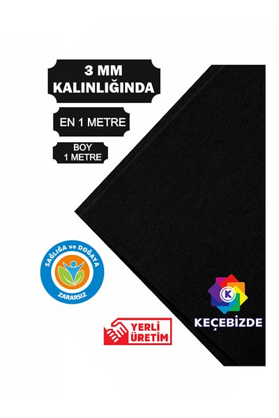 KeçeBizde Black Thick Felt 3 mm Thickness