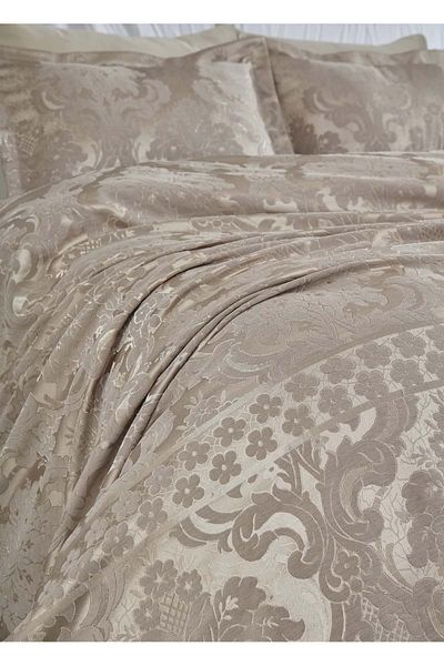 Dantela Armada Jacquard Double Bedspread Set (250X260)-Beige