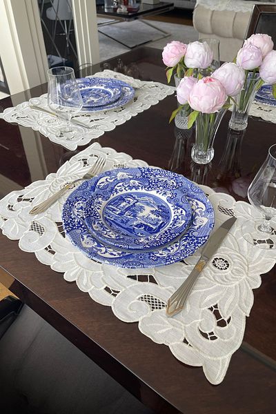 QBR Home Set of 4 Hole Work American Service. Peony Model (4 Pieces)