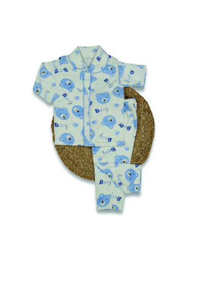 BabyWings Teddy Bear Printed Embroidered Unisex Pajama Set