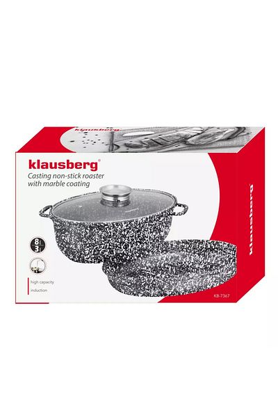 Klausberg Oval oven pot with grill lid 8L Klausberg KB7367, non-stick, granite, ideal for roasts baked chicken
