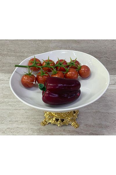 Altabi Porcelain Footed Bowl with Gold Feet 25 cm