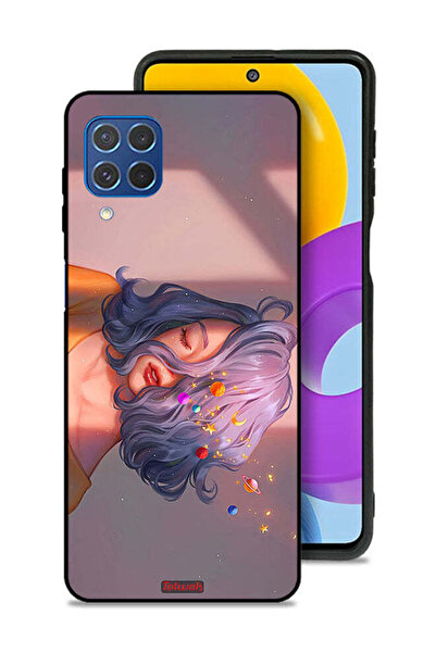 Tolwak Samsung Galaxy F62 Protective Case Cover Girl And Space Art