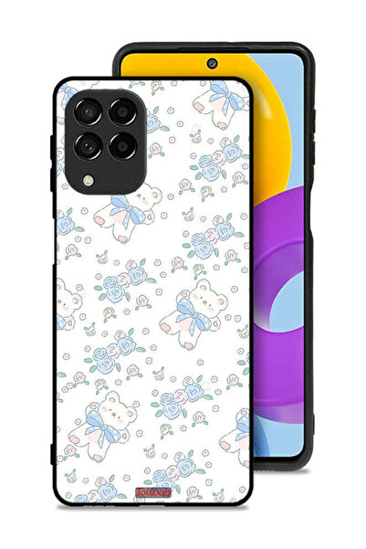 Tolwak غطاء حماية لهاتف سامسونج جالكسي M53 مع أيقونة دب تيدي لطيف وزهور