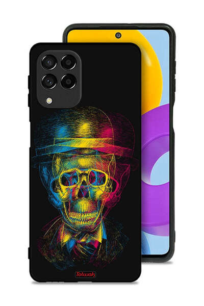 Tolwak غطاء حماية لهاتف سامسونج جالاكسي M53 بتصميم جمجمة وقبعة ملونة وفن خيالي