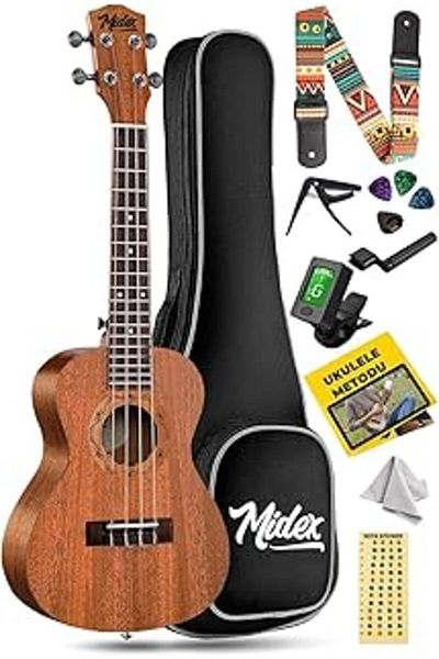 NETWORK ART Midex Tn-26Mc Case Genuine Wood Tenor Ukulele (Bag Tuner Strap Method Replacement Wire)
