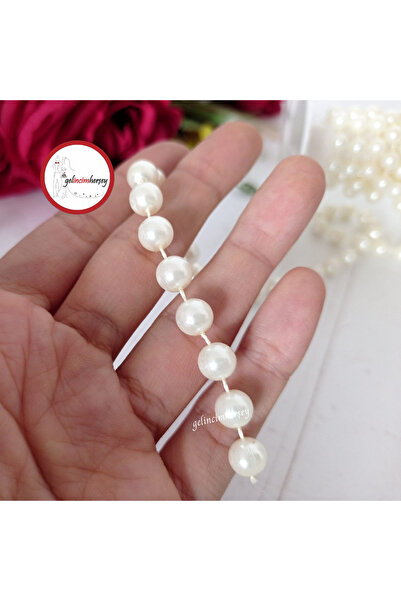 Gelincimherşey 8 mm 2,5 mt Makara Zincir Krem İnci Boncuk