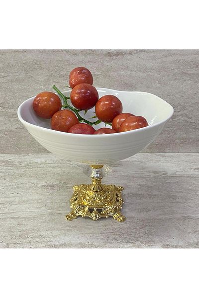 Altabi Porcelain Footed Bowl with Gold Foot 20 cm