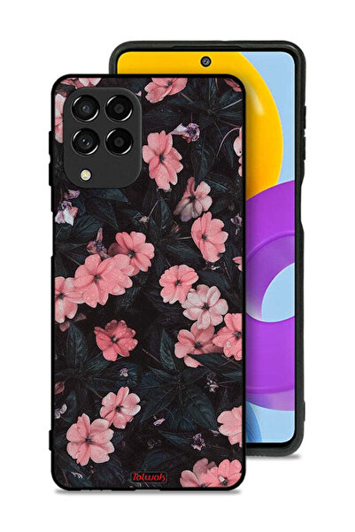 Tolwak غطاء حماية لهاتف سامسونج جالاكسي M53 - لون الخوخ والورود الصغيرة