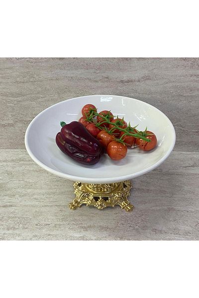 Altabi Porcelain Footed Bowl with Gold Foot 28 cm