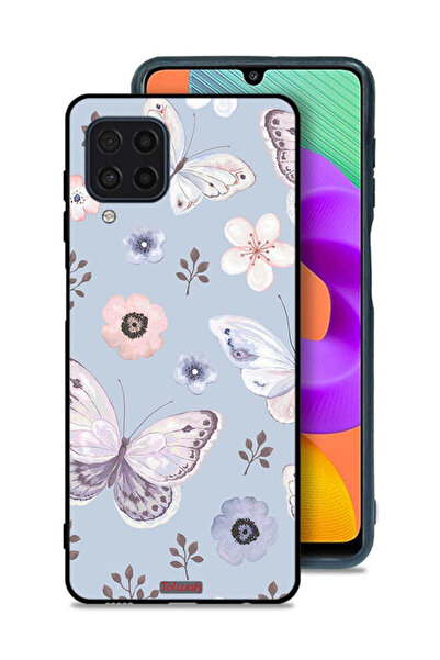 Tolwak Samsung Galaxy M22 Protective Case Cover Butterflies And Flowers