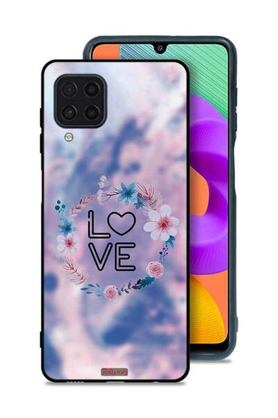 Tolwak غطاء حماية لهاتف سامسونج جالاكسي M32 4G برسومات زهور الحب وخاتم فني