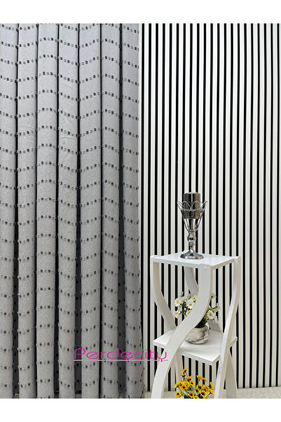 PERDECITY Bohemian Style Pom-Pom Aleppo Gray Backdrop Curtain [Single Wing] Ironing Does Not Ask Suitable for Any Room