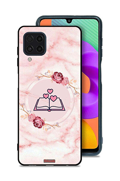 Tolwak Samsung Galaxy M22 Protective Case Cover Three Hearts On Book Artwork