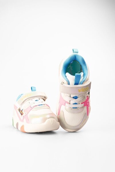 Vicco Queen Kız Çocuk Simli Cırtlı Işıklı Hafif Günlük Spor Ayakkabı