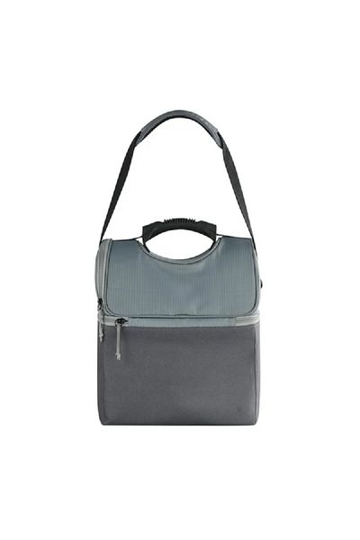 IGLOO 22-Can Zipper Closure Dual Compartment Leak Resistant Gripper Cooler Bag Grey