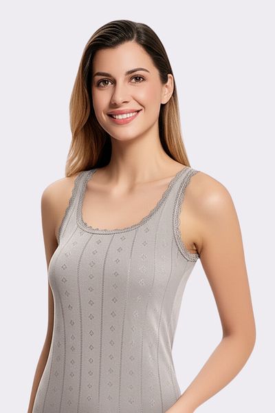 vory Women's Thick Strap Colorful Jacquard Undershirt T-Shirt Vr.L20.24.124.Y01