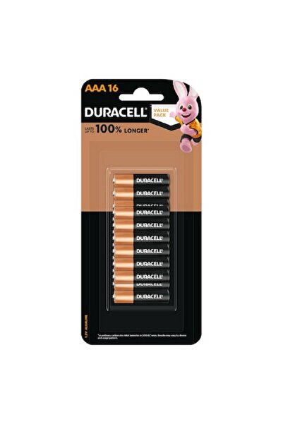 Duracell بطاريات قلوية AAA MK3 Halley ME 1.5 فولت، 16 قطعة، باللونين الأسود و...