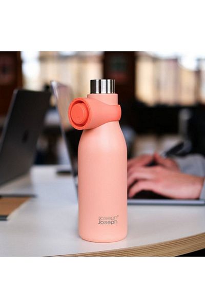 Joseph Joseph Loop Stainless Steel Leak-Proof Vacuum Insulated Water Bottle Coral 500ml