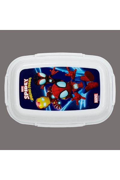 SUNCE Marvel Spidey Amazing Friends 4-Clip Closure Lunch Box Blue and White