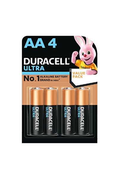 Duracell بطارية قلوية متينة مدمجة فائقة القوة AA من 4 قطع متعددة الألوان