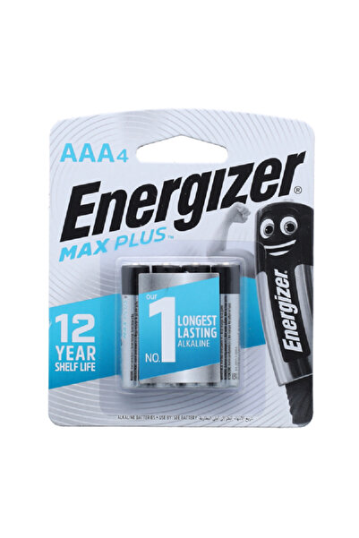 Energizer 4-Piece Max Plus Long Lasting AAA Alkaline Battery Set Silver and Black
